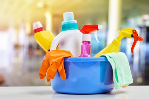 Workers and cleaning equipment representing ethical service standards